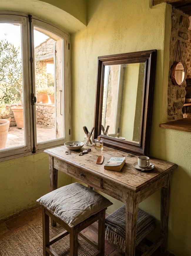 Distressed Wood Vanity Space