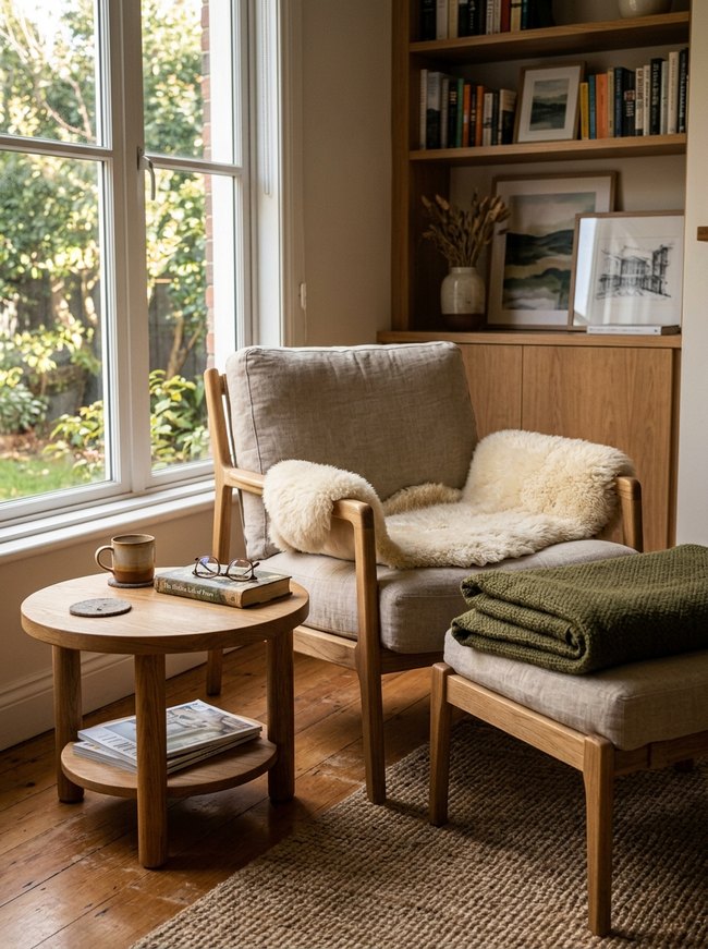 Sheepskin Drape Ottoman