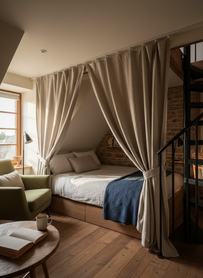 Track Mounted Loft Drapes