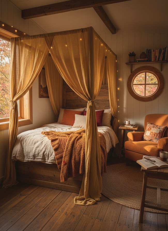 Goldenrod Canopy Tiny Bedroom