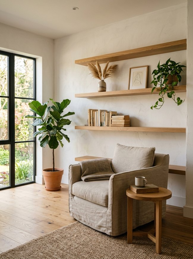 Minimalist Light Wood Shelves