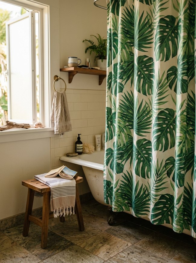 Tropical Leaf Shower Curtain