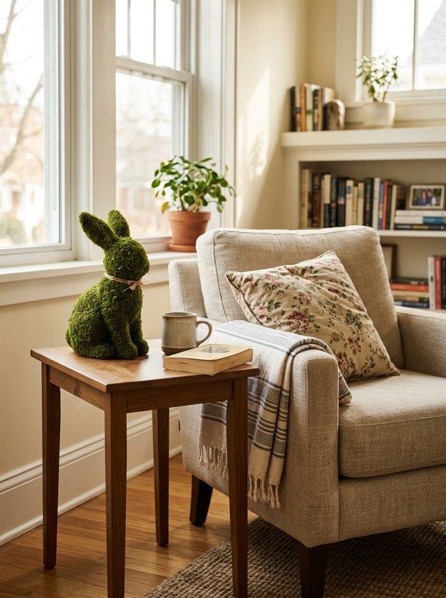 Moss Bunny Topiary Accent