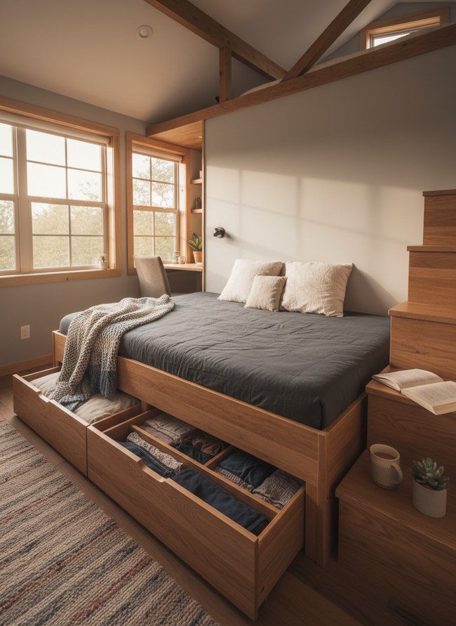 Compact Trundle Storage Bed