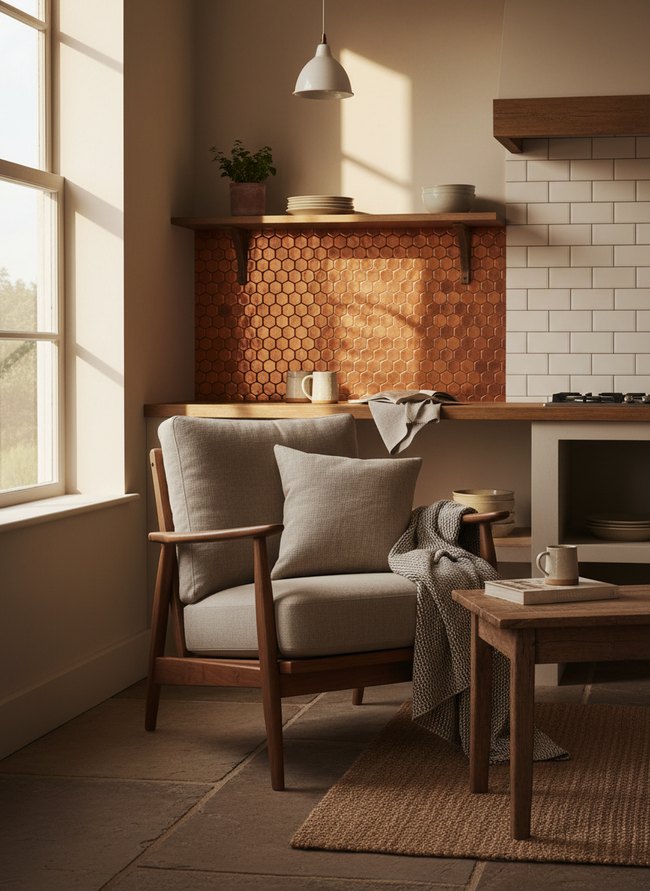 Bright Penny Tile Splashback