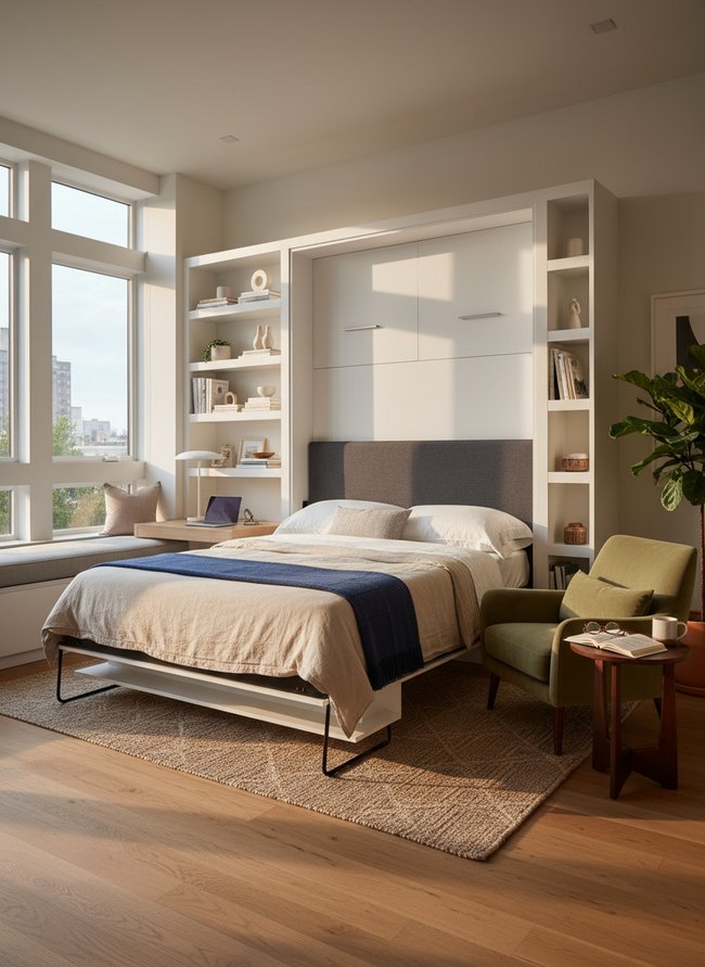 Contemporary White Wall Bed