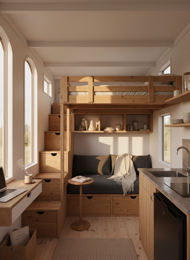 Raised Loft Storage Bed