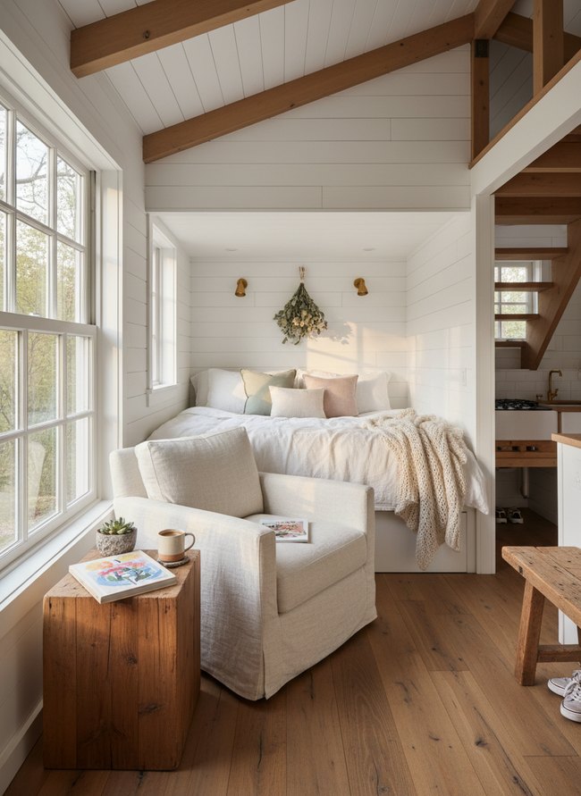 Crisp White Woodland Loft