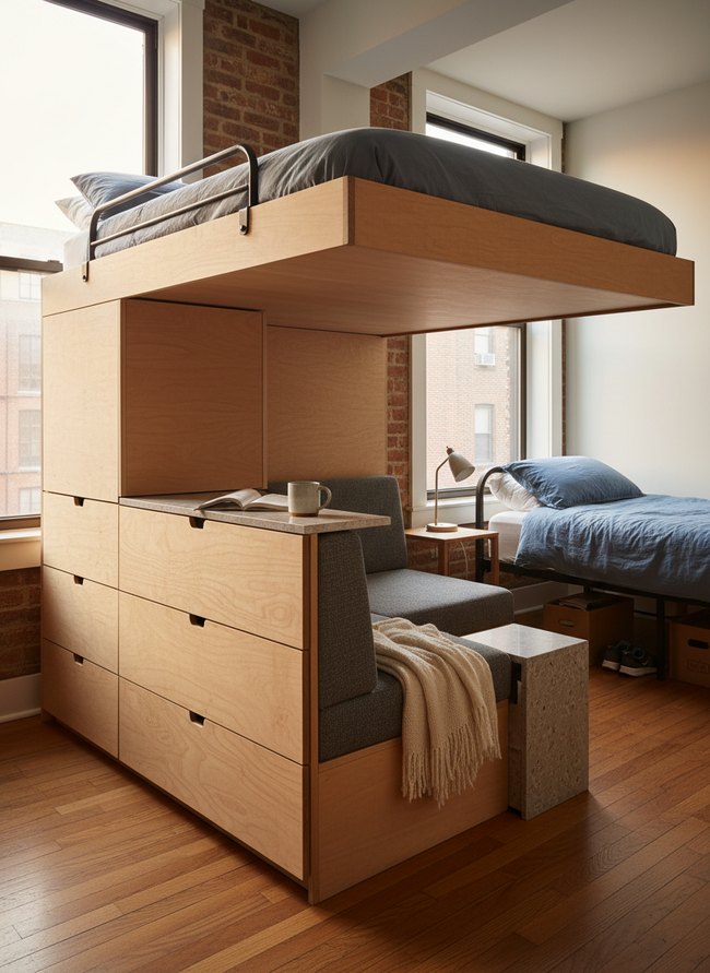 Floating Loft Bed Design