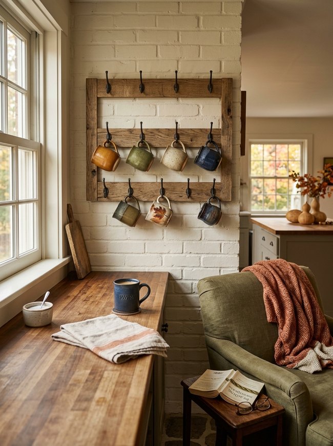 Earthy Ceramic Mug Rack