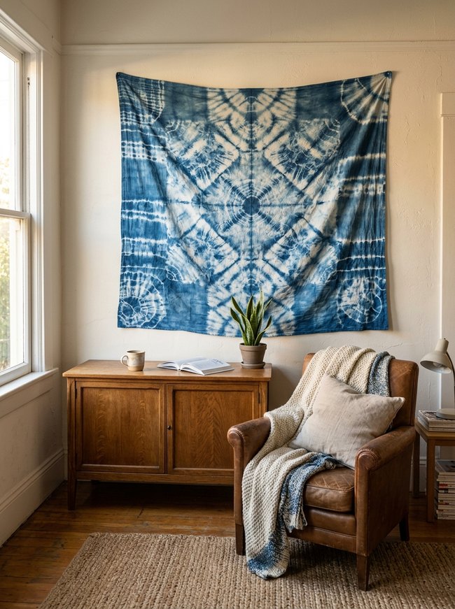 Indigo Tie-Dye Tapestry