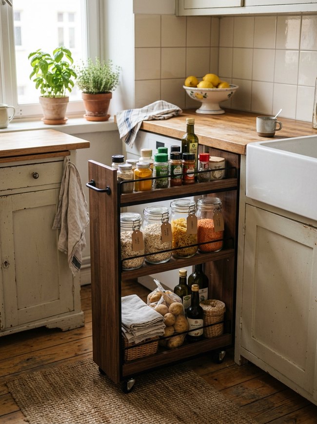 Slim Rolling Pantry Cart