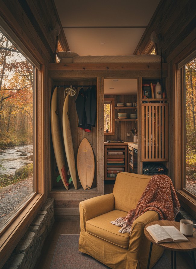 Built-In Surfboard Alcove