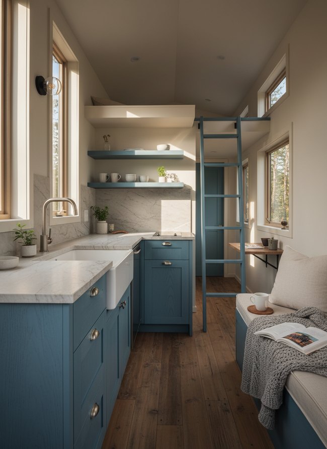 Coastal Blue Compact Kitchen