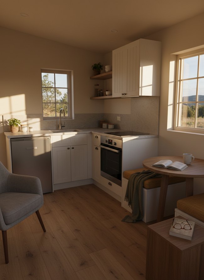Functional L-Shape Pod Kitchen