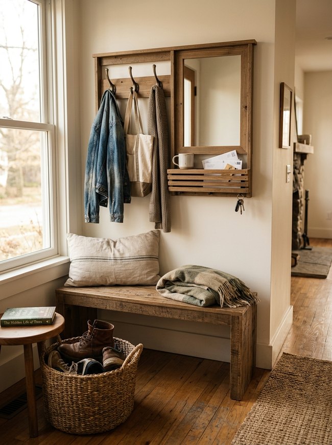 Rustic Wood Wall Organizer