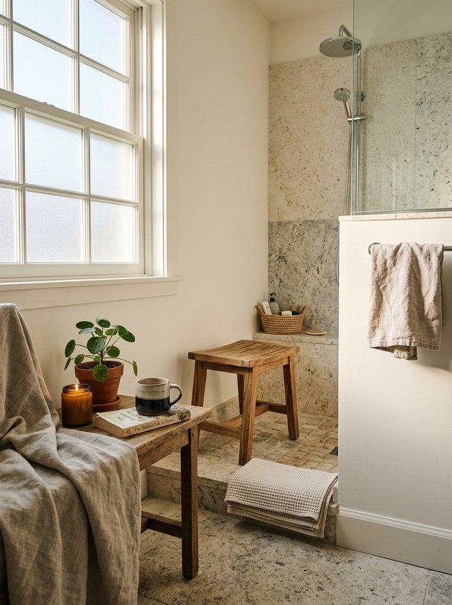 Compact Teak Shower Stool