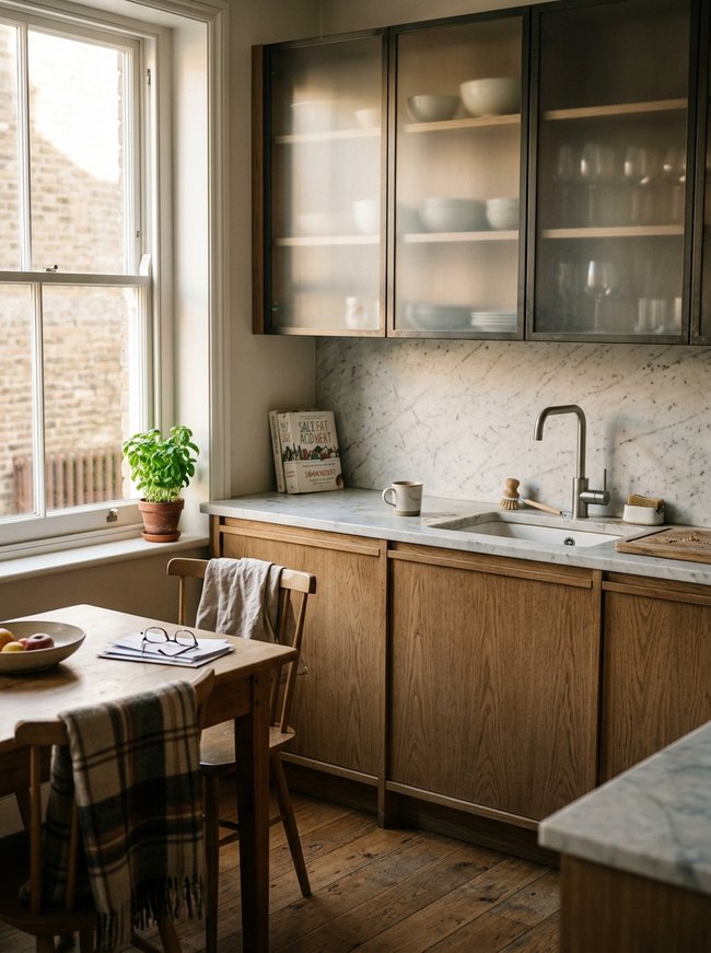 Frosted Glass Upper Cabinets