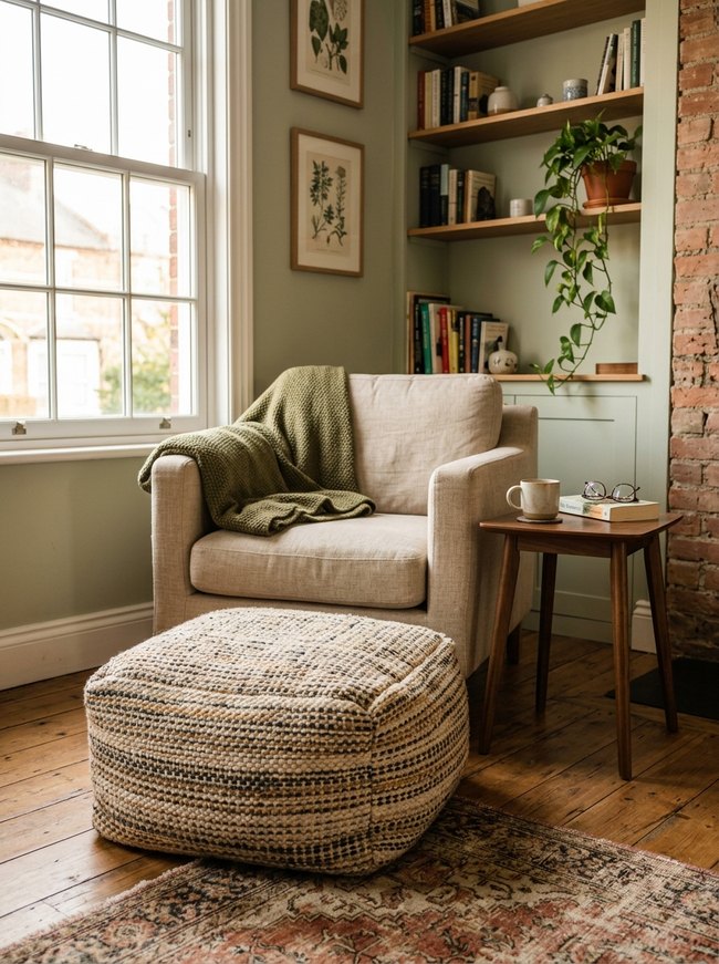 Portable Textile Floor Pouf