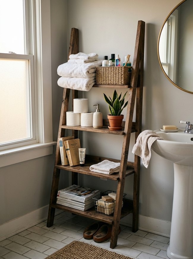 Bathroom Ladder Shelf