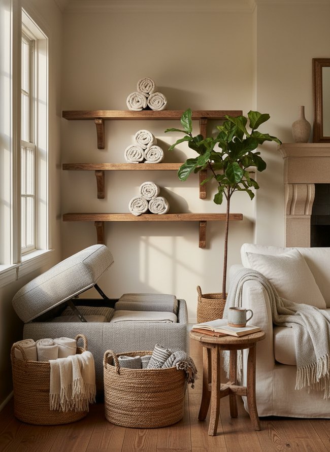 Floating Shelf Linen Rolls
