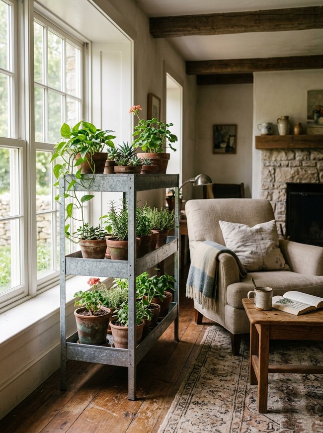 Galvanized Metal Planter Shelf