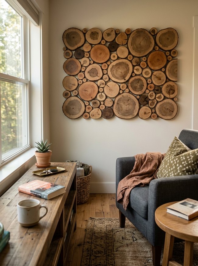 Sculptural Wood Slice Mosaic