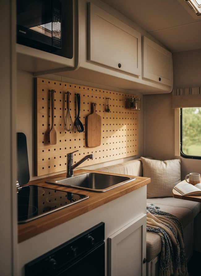 RV Galley Pegboard Solution