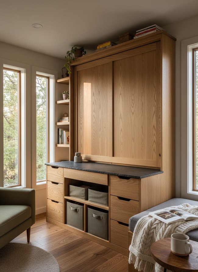 Fold-Up Desk Storage Bed