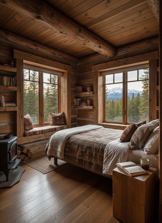 Hand-Hewn Beam Bedroom