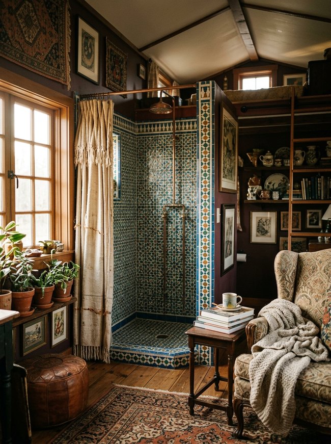Moroccan Tile Shower Enclave