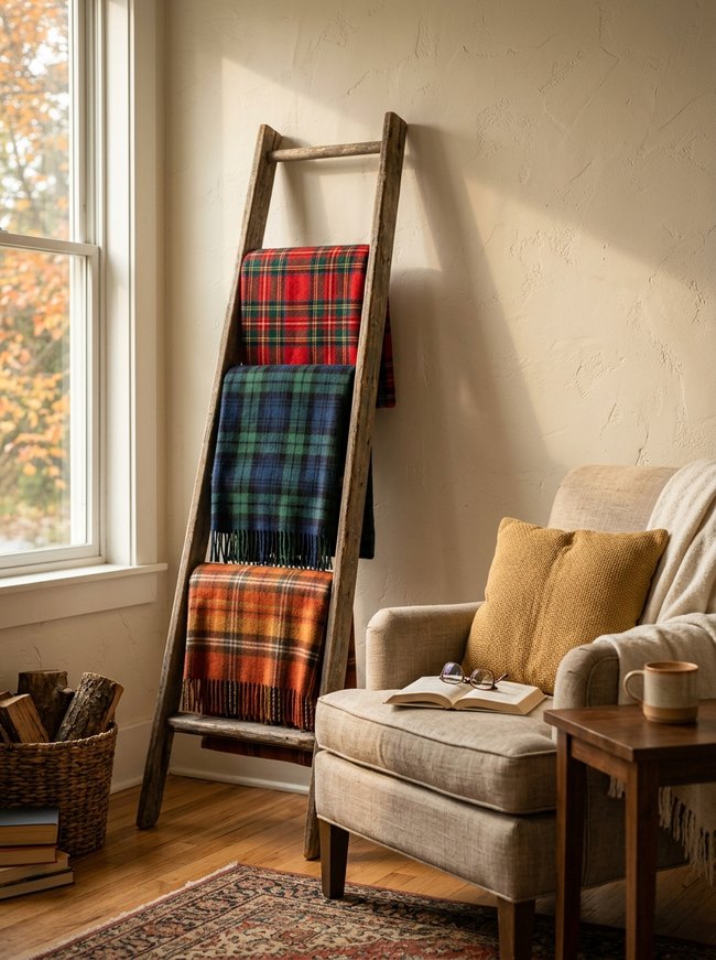 Tartan Blanket Ladder Display