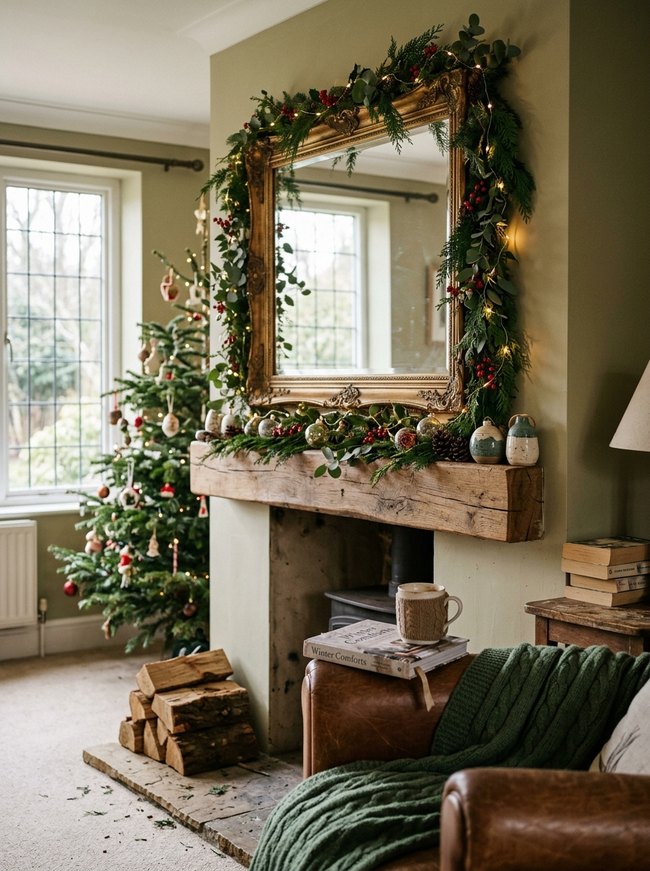 Garland Wrapped Mirror Frame