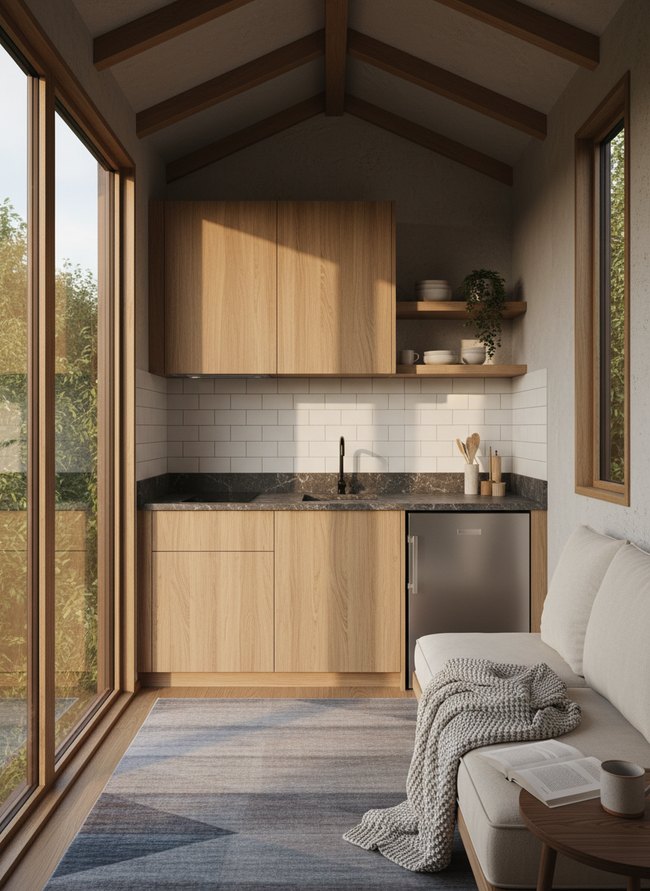 Textured Wall Tiny Kitchen