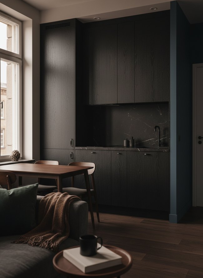 Velvet Noir Efficiency Kitchen