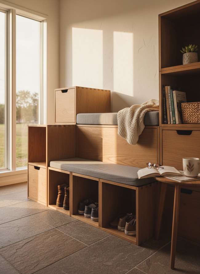 Entryway Shoe Cube Bench