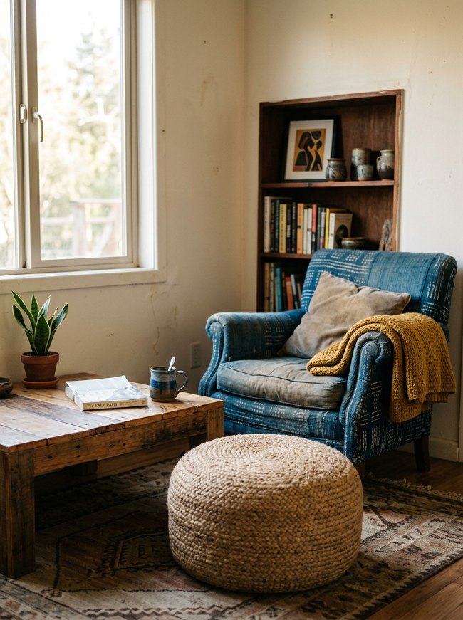 Natural Fiber Ottoman Pouf