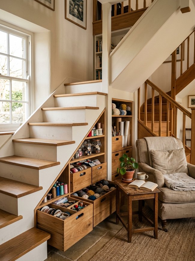 Craft Supply Stair Bins