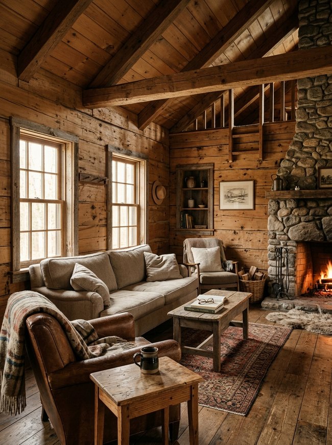 Rough-Sawn Pine Walls