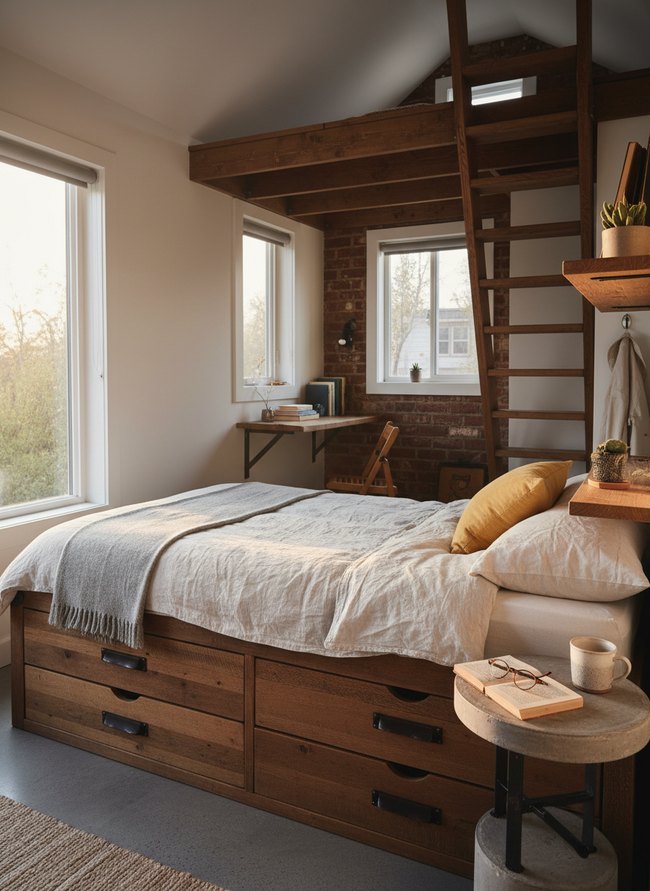Industrial Style Drawer Bed