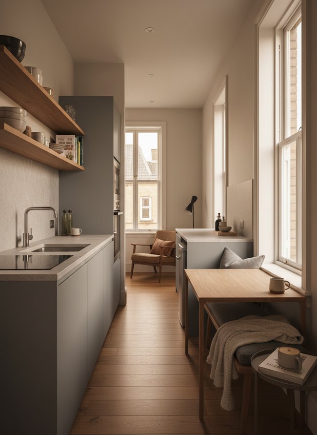 Subtle Gray Galley Kitchen