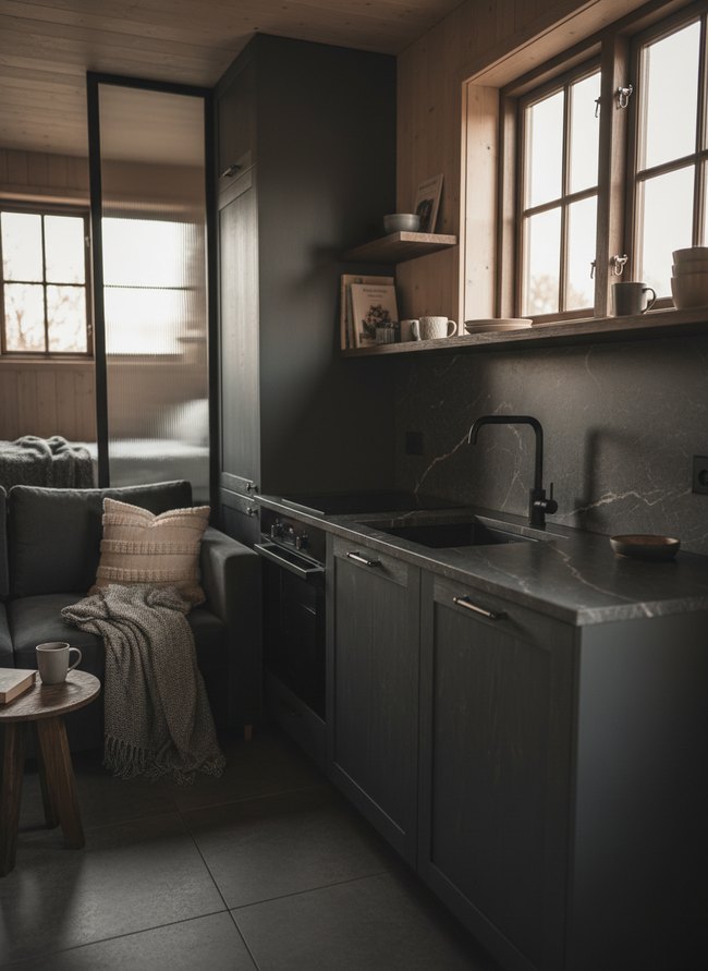 Stormy Grey Micro Dwelling Kitchen