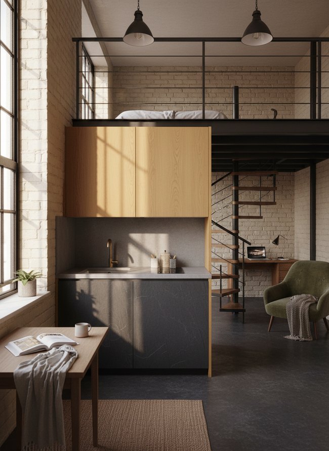 Mustard Slate Loft Kitchen
