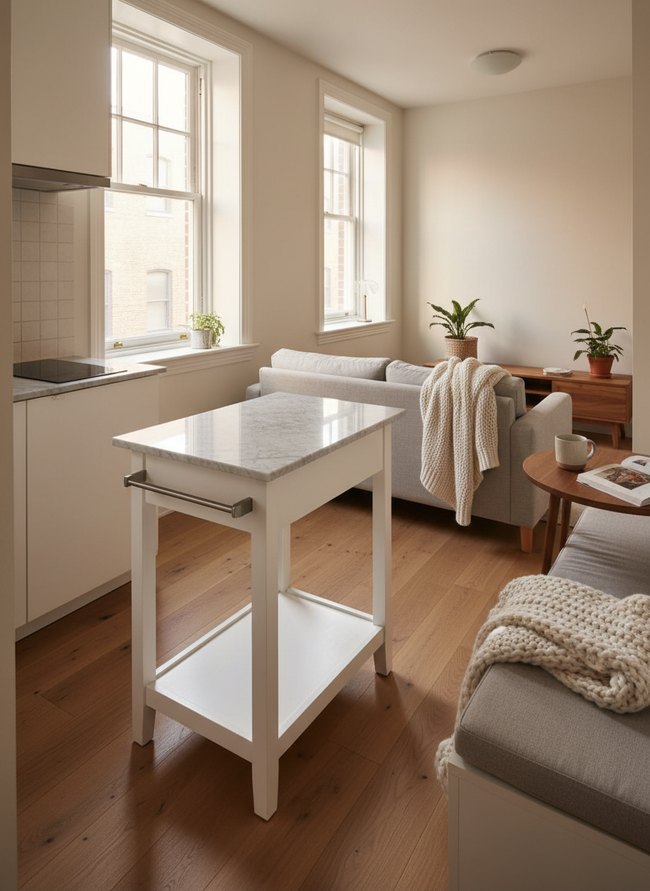 Minimalist White Kitchen Island