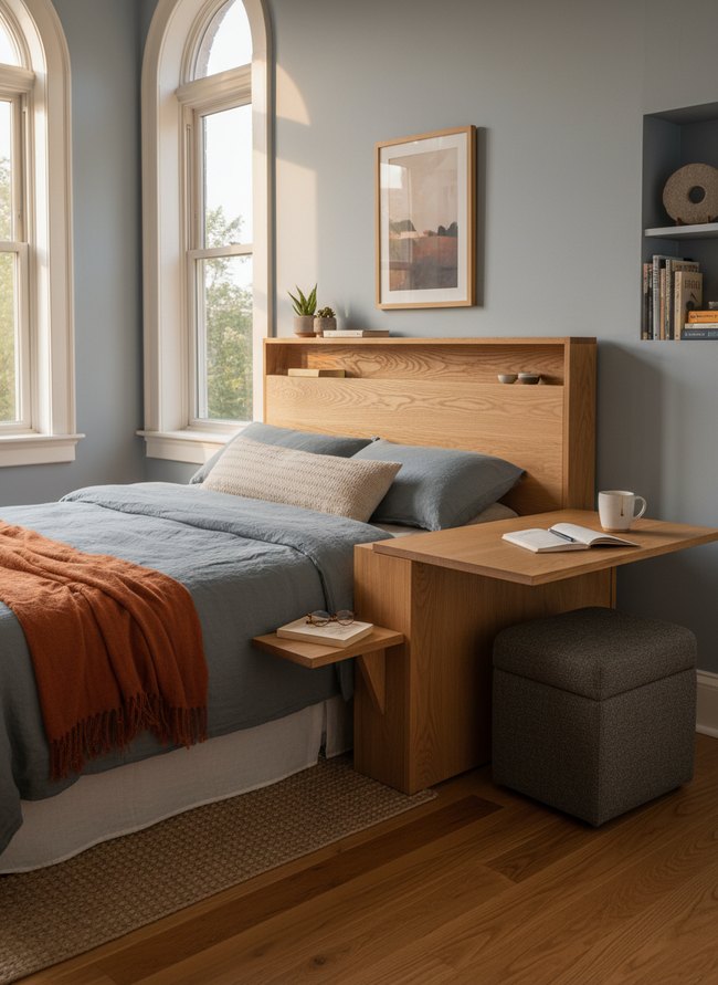 Fold-Down Desk Headboard