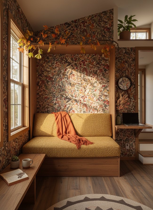 Autumnal Botanical Wall Bed