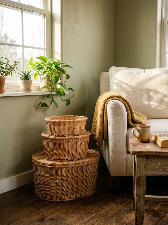 Wicker Storage Basket Stack