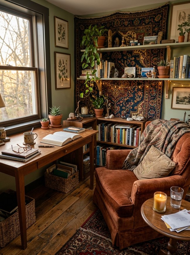 Tapestry Draped Workspace