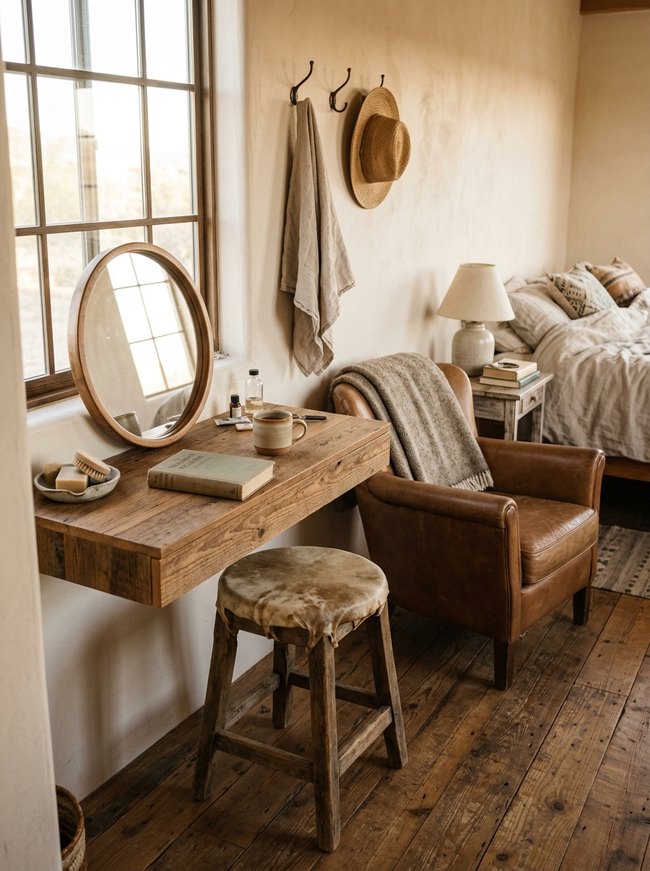 Rawhide Stool Vanity Area