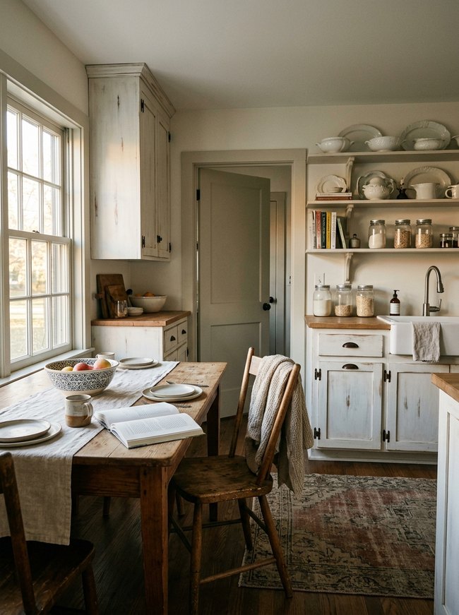 Distressed White Cabinetry